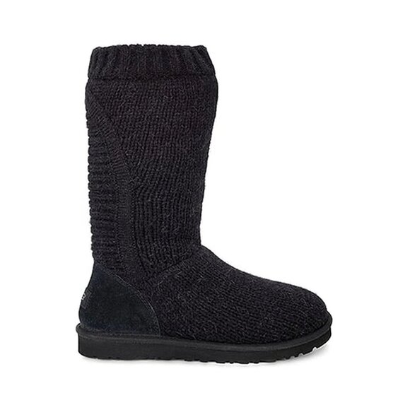 UGG Women's Black Capra Tall Knit Boots Size 6 - Picture 2 of 11
